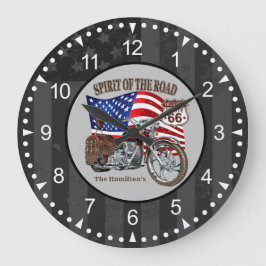Patriotische Motorrad-amerikanische Flagge mit Nam Große Wanduhr