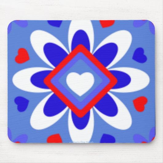 PATRIOTISCHE MUSEPAD - DESIGNER HERZEN BLUME MOUSEPAD (Vorne)