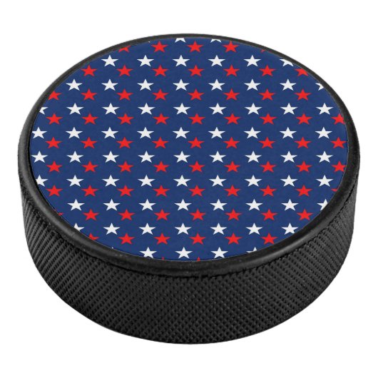 Patriotische Musterstars auf blau Eishockey Puck (3/4)