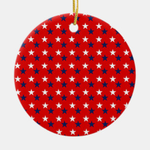 Patriotische Musterstars über Rot Keramik Ornament