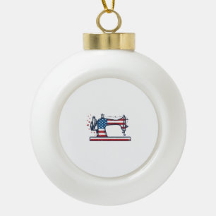Patriotische Nähmaschine Vintage-Stichvektor_ Keramik Kugel-Ornament