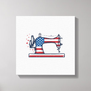Patriotische Nähmaschine Vintage-Stichvektor_ Leinwanddruck