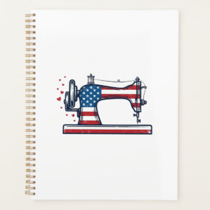 Patriotische Nähmaschine Vintage-Stichvektor_ Planer