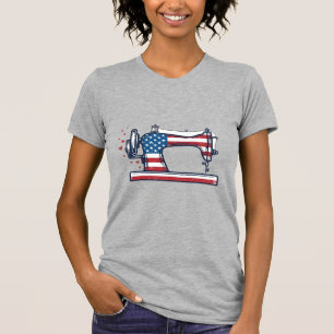 Patriotische Nähmaschine Vintage-Stichvektor_ T-Shirt