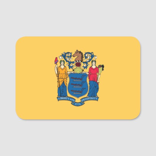 Patriotische Namensmarke mit der Flagge New Jersey Namensschild (Vorderseite)