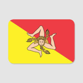 Patriotische Namensmarke mit der Flagge Siziliens Namensschild