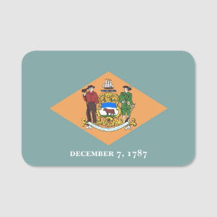 Patriotische Namensmarke mit Flagge von Delaware, Namensschild