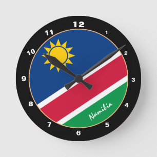 Patriotische namibische Flagge, Namibia Zuhause / Runde Wanduhr