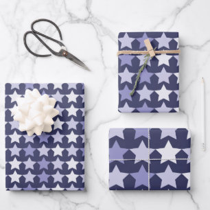 Patriotische Navy Blue Stars Geschenkpapier Set