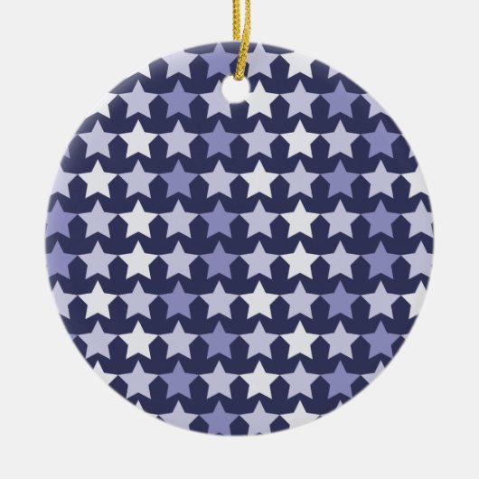 Patriotische Navy Blue Stars Keramik Ornament (Vorne)