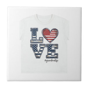 Patriotische Oma Leben Liebe Vintage-Shirt-Design_ Fliese