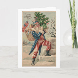 Patriotische Oma-Sam-Weihnachtskarte im Vintage-St Feiertagskarte
