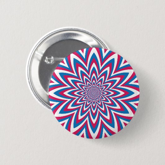 Patriotische Op Art Blume Button (Vorne & Hinten)