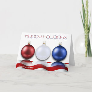 Patriotische Ornamente und Flag Happy Holidays Car Feiertagskarte