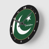 Patriotische pakistanische Flagge, Pakistan Zuhaus Runde Wanduhr (Winkel)