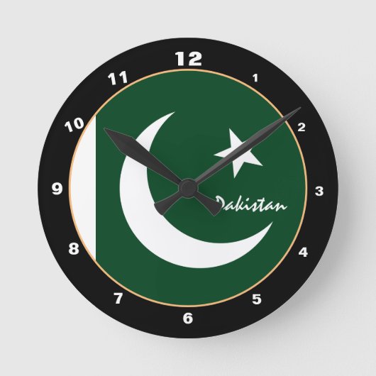 Patriotische pakistanische Flagge, Pakistan Zuhaus Runde Wanduhr (Vorderseite)