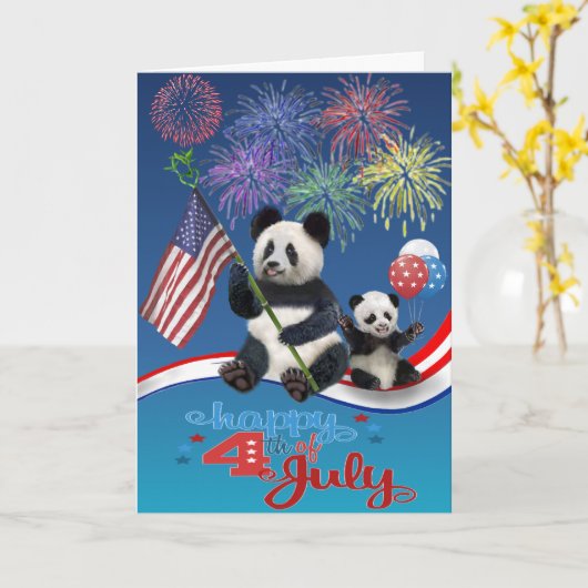 Patriotische Pandas Karte (Gelbe Blume)