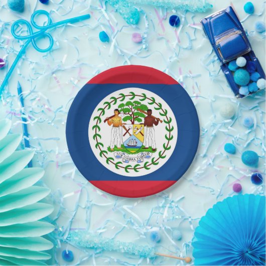Patriotische Papierplatte mit Flagge von Belize Pappteller (Party)