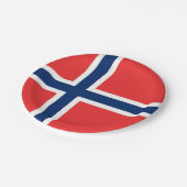 Patriotische Papierplatte mit norwegischer Flagge Pappteller (Schrägansicht)