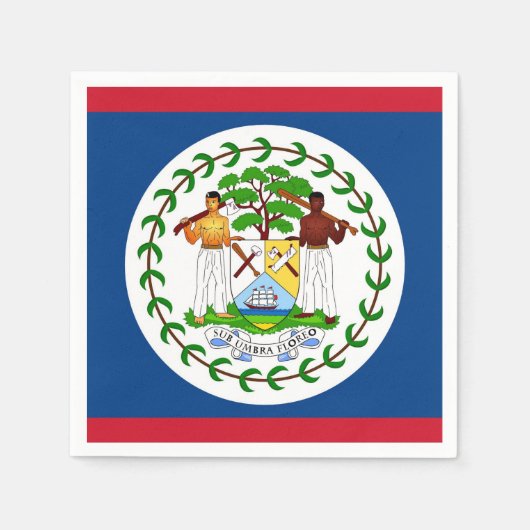 Patriotische Papierservietten mit Flagge von Beliz (Vorderseite)