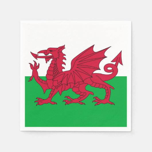 Patriotische Papierservietten mit Wales-Flagge (Vorderseite)
