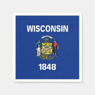 Patriotische Papierservietten mit Wisconsin-Flagge