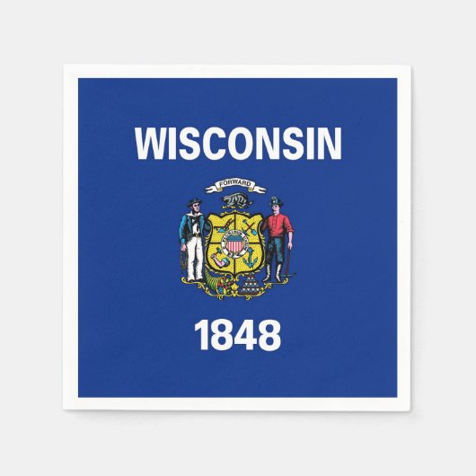 Patriotische Papierservietten mit Wisconsin-Flagge (Vorderseite)