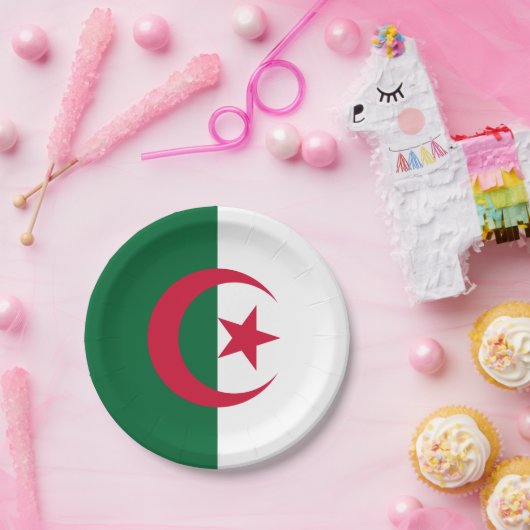 Patriotische Papiertafel mit algerischer Flagge Pappteller (Party)