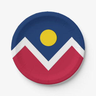 Patriotische Papiertafel mit Denver-Flagge Pappteller