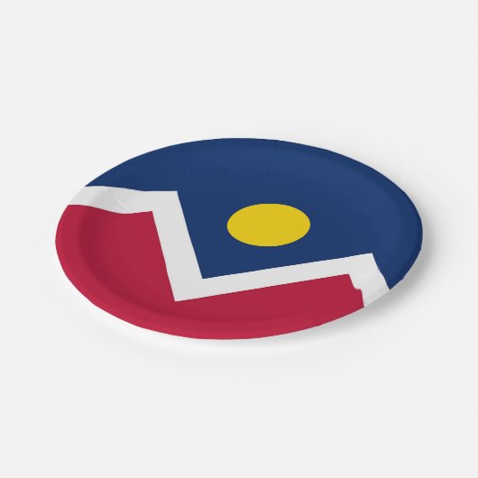 Patriotische Papiertafel mit Denver-Flagge Pappteller (Schrägansicht)