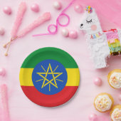 Patriotische Papiertafel mit der Flagge Äthiopiens Pappteller (Party)