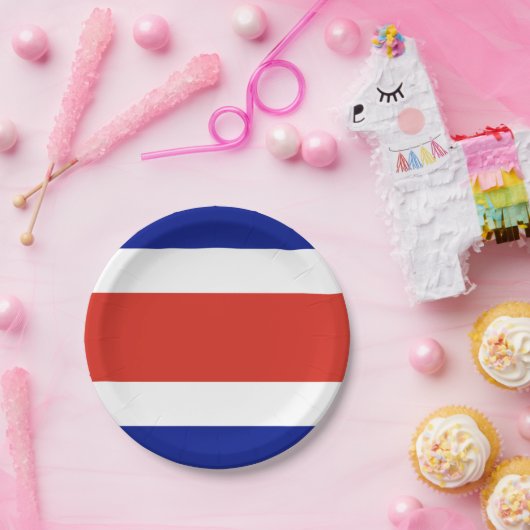 Patriotische Papiertafel mit der Flagge Costa Rica Pappteller (Party)