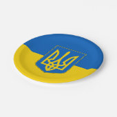 Patriotische Papiertafel mit der Flagge der Ukrain Pappteller (Schrägansicht)
