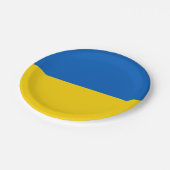 Patriotische Papiertafel mit der Flagge der Ukrain Pappteller (Schrägansicht)
