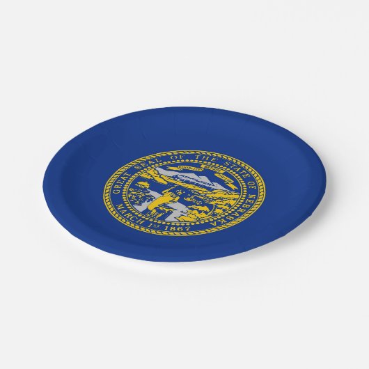 Patriotische Papiertafel mit der Flagge Nebraskas Pappteller (Schrägansicht)