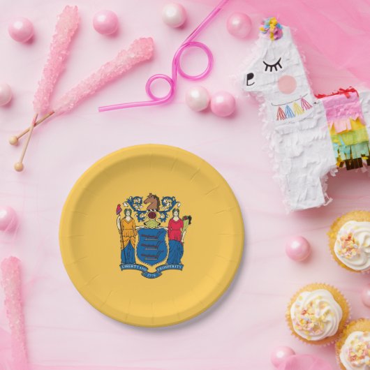 Patriotische Papiertafel mit der Flagge New Jersey Pappteller (Party)