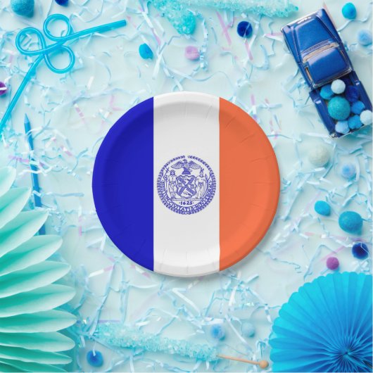 Patriotische Papiertafel mit der Flagge New Yorks Pappteller (Party)