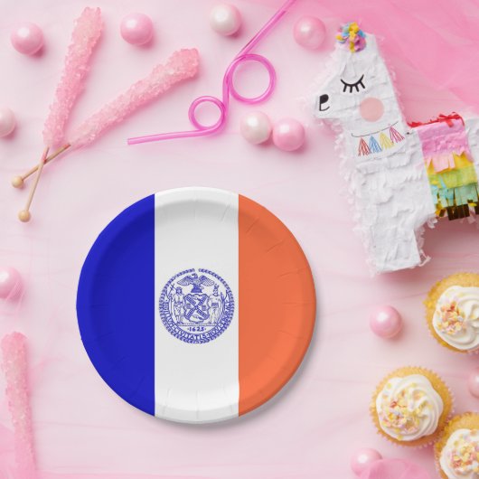 Patriotische Papiertafel mit der Flagge New Yorks Pappteller (Party)