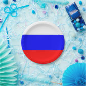 Patriotische Papiertafel mit der Flagge Russlands Pappteller (Party)