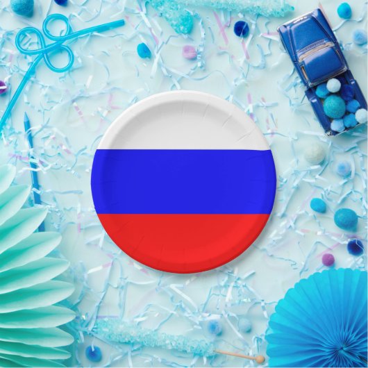 Patriotische Papiertafel mit der Flagge Russlands Pappteller (Party)