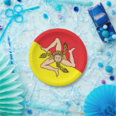 Patriotische Papiertafel mit der Flagge Siziliens, Pappteller (Party)