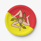 Patriotische Papiertafel mit der Flagge Siziliens, Pappteller (Vorderseite)