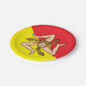 Patriotische Papiertafel mit der Flagge Siziliens, Pappteller (Schrägansicht)