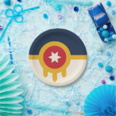 Patriotische Papiertafel mit der Flagge von Tulsa Pappteller (Party)