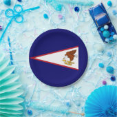 Patriotische Papiertafel mit Fahne aus Amerikanisc Pappteller (Party)