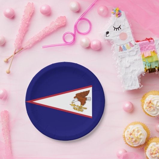 Patriotische Papiertafel mit Fahne aus Amerikanisc Pappteller (Party)
