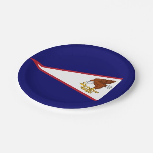 Patriotische Papiertafel mit Fahne aus Amerikanisc Pappteller (Schrägansicht)