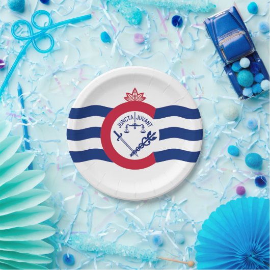 Patriotische Papiertafel mit Fahne von Cincinnati. Pappteller (Party)