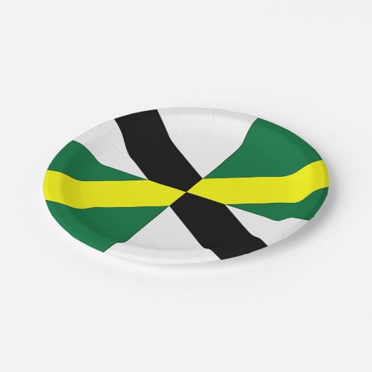 Patriotische Papiertafel mit Fahne von Monterey Ci Pappteller (Schrägansicht)