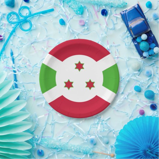 Patriotische Papiertafel mit Flagge Burundis Pappteller (Party)